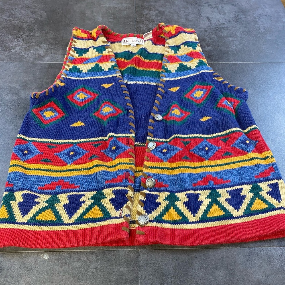 Bechamel women’s‎ western style geometric sweater vest size small